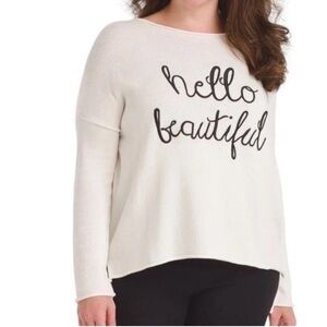 GILLI Lightweight Crepe Roll “Hello Beautiful”Cream Sweater MEDIUM